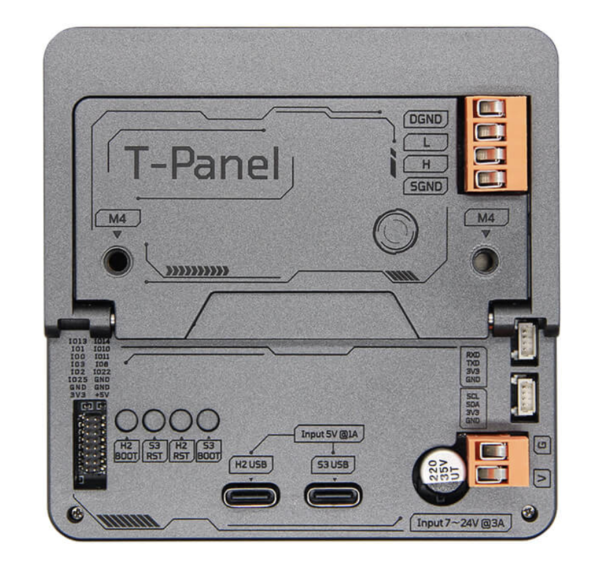 Rear connections of the LILYGO T-Panel S3 CAN-FD