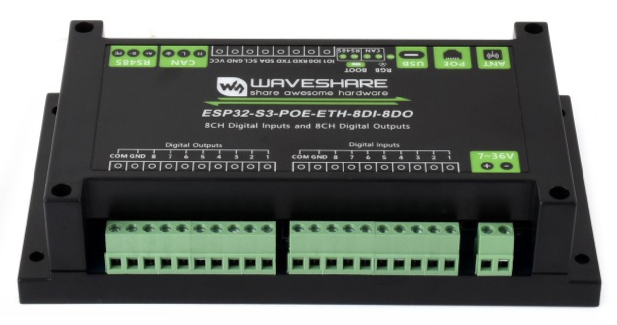 Waveshare ESP32-S3 PoE Ethernet 8DI 8DO enclosure